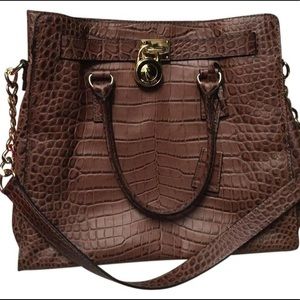 Michael Kors Hamilton, Crocodile Brown Leather